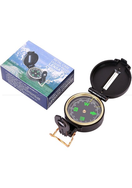 Siyah Stil Kapak Çevirin Amerikan Dağcılık Kamp Açık Bisiklet Seyahat Pusulası Pusula Siyah Abs Yüksek Hassasiyetli Pusula (Yurt Dışından)