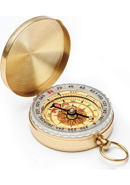 Sarı Stil Yeni Altın Rengi Taşınabilir Pusula Kamp Yürüyüş Cep Noctilucence Displa ile Pirinç Bakır Pusula Navigasyon (Yurt Dışından)