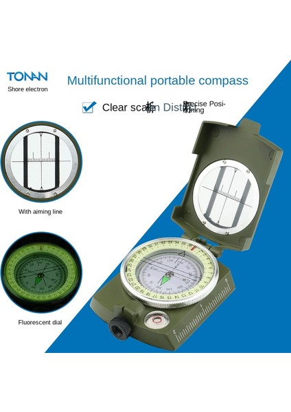 Yüksek Hassasiyetli Amerikan Pusulası Çok Fonksiyonlu Askeri Yeşil Pusula Kuzey Pusulası Dış Mekan (Yurt Dışından) modelleri