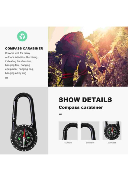 Siyah Stil Sırt Çantası Seyahat Oryantiring Pusula Mini Parti Iyilik Yürüyüş Sırt Çantasıyla Seyahat Survival Sırt Çantaları Aracı Karabina (Yurt Dışından) fırsatları