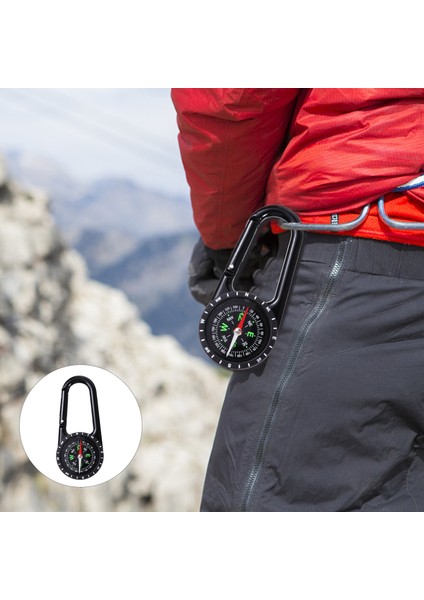 Siyah Stil Karabina Pusula Anahtarlık Kamp Karabina Anahtarlık Hayatta Kalma Pusula Pusula Üzerinde Klip Kemer Klipsi Pusula (Yurt Dışından) fiyatları