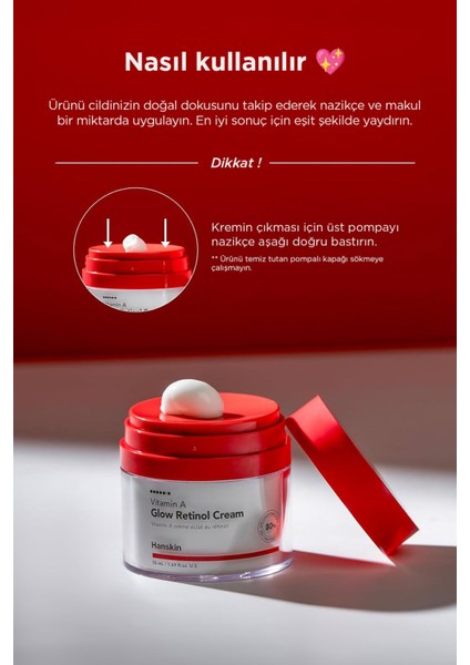 Vitamin A Glow Retinol Cream-Yaşlanma Karşıtı-Ton Eşitleyici-Aydınlatıcı-Leke Giderici 50 Ml