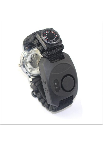 Siyah Stil Survival Taktik Izle LED Alarm ile Edc Siyah Bilezik Çok Fonksiyonlu Kamp Pusula Kurtarma Halatı Paracord Bilezik (Yurt Dışından) fırsatları