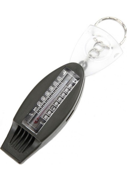 Siyah Stil Acil Düdük Pusula Büyüteç Termometre Net Ses Anahtarlık Tasarım Çok Fonksiyonlu Yürüyüş Düdük Dış Mekan Kaynağı (Yurt Dışından)