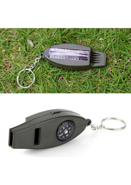 Siyah Stil Acil Düdük Pusula Büyüteç Termometre Net Ses Anahtarlık Tasarım Çok Fonksiyonlu Yürüyüş Düdük Dış Mekan Kaynağı (Yurt Dışından) fırsatları
