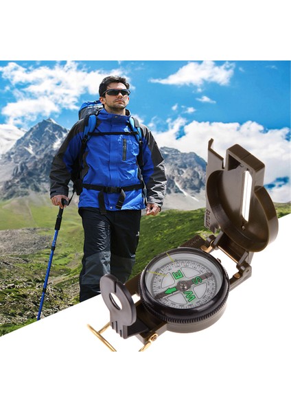No.2 Tarzı Açık Katlanır Lens Pusula Çok Fonksiyonlu Ordu Yeşil Yürüyüş Kamp Survival Dashboard Dash Pusula Navigasyon Aracı (Yurt Dışından)