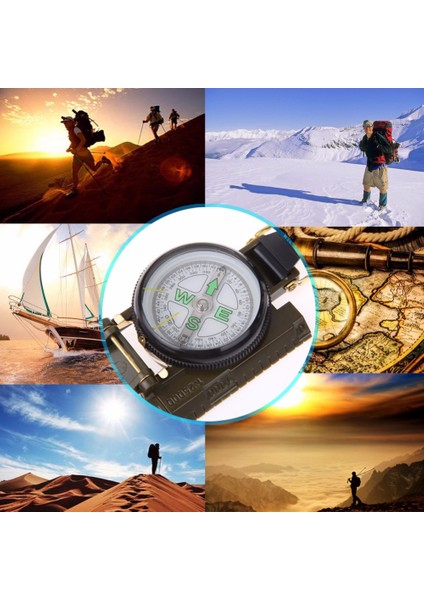 No.2 Tarzı Açık Katlanır Lens Pusula Çok Fonksiyonlu Ordu Yeşil Yürüyüş Kamp Survival Dashboard Dash Pusula Navigasyon Aracı (Yurt Dışından)