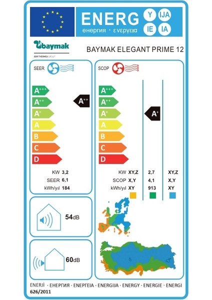 Elegant Prime 12 12000 BTU R32 Duvar Tipi Inverter Klima