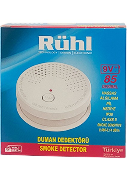 Pilli Duman Dedektörü 9V Pil Dahil Smoke Detector