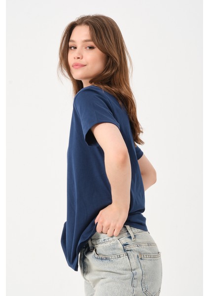 Owut Kadın Bisiklet Yaka Basic T-Shirt modelleri