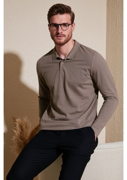 % 100 Pamuk Slim Fit Polo Yaka Sweat Erkek Sweat 5905707