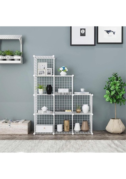 9 Bölmeli Tel Küp Çok Amaçlı Organizer Raf Beyaz 33CM Mutfak, Oyuncak, Kiler, Depolama Rafı modelleri