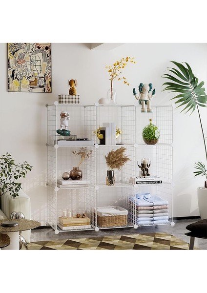 9 Bölmeli Tel Küp Çok Amaçlı Organizer Raf Beyaz 33CM Mutfak, Oyuncak, Kiler, Depolama Rafı fırsatları