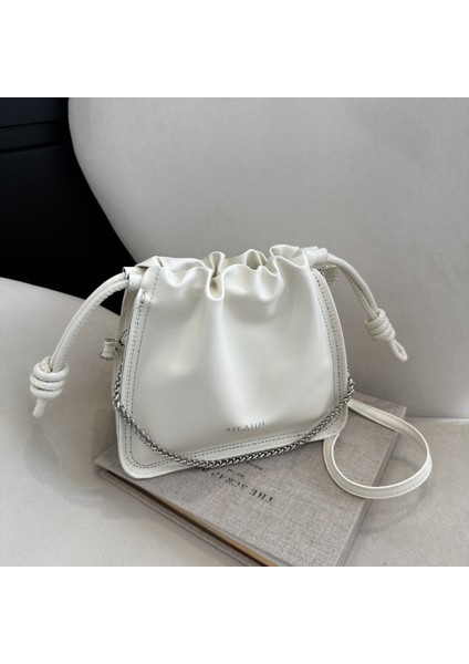 Kore Tarzı Basit Doku Kova Çanta Kadınlar Için 2024 Yeni Stil Moda Ipli Omuz Çantası Rahat Retro Crossbody Çanta (Yurt Dışından)