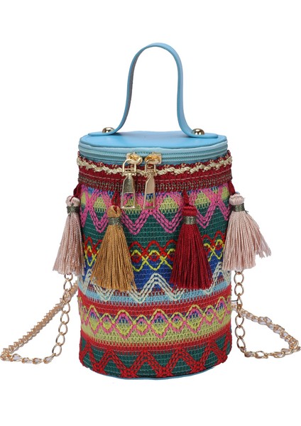 Püsküllü Zincir Çanta, Kişilik, Batı Tarzı Kadın Çantası, Etnik Edebiyat ve Sanat, Ulusal Tarz Çapraz Çanta, Ilkbahar ve Yaz Aylarında Yeni Moda Omuz Çantası (Yurt Dışından)
