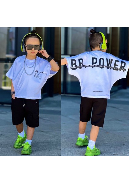 Bb Power Oversize Pamuklu Penye Erkek çocuk takım - Beyaz