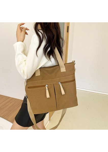 Tembel Tarzı Büyük Kapasiteli Çanta Kadın Yeni Kore Tarzı Moda Basit Omuz Çantası Rahat Hafif Çok Yönlü Crossbody Çanta (Yurt Dışından)