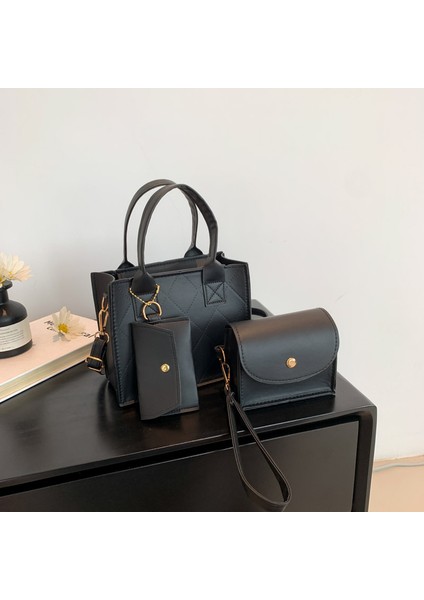 Kadınlar Için High-End Eşkenar Dörtgen Üç Parçalı Çanta 2024 Yeni Moda Çok Yönlü Omuz Çantası Batı Tarzı Crossbody Küçük Kare Çanta (Yurt Dışından)