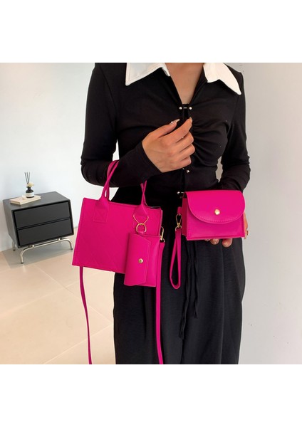 Kadınlar Için High-End Eşkenar Dörtgen Üç Parçalı Çanta 2024 Yeni Moda Çok Yönlü Omuz Çantası Batı Tarzı Crossbody Küçük Kare Çanta (Yurt Dışından)