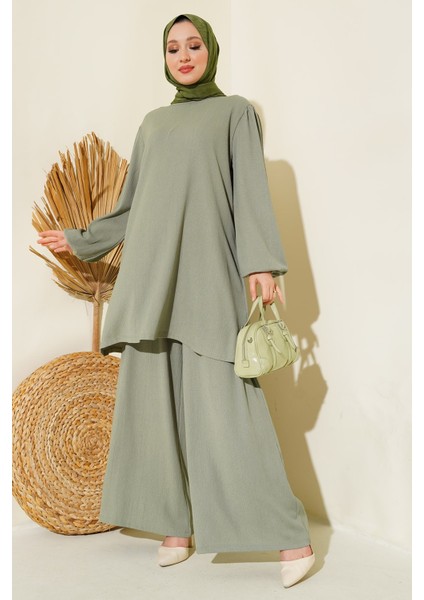 Kadın Çağla Yeşili Tunik Pantolon Alt Üst Takım 6663