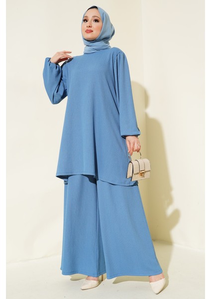 Kadın Indigo Tunik Pantolon Alt Üst Takım 6663