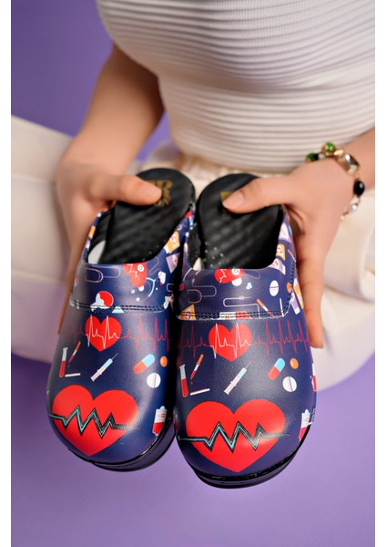 Kalp Ritmi Desenli Airmax Taban Hakiki Deri Sabo Terlik