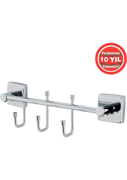 VZ10-009 Paslanmaz Pirinç Vizyon 3'lü Askılık Havluluk Banyo Askısı
