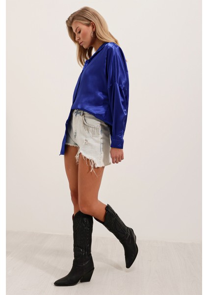 3985 Oversize Saten Gömlek - Saks fiyatları