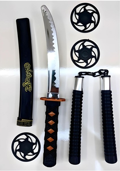 Ninja Samuray Savaşçı Kılıç Seti - Katana Mınçıka Shuriken Set - Oyuncak Ninja Savaş Kılıç Set