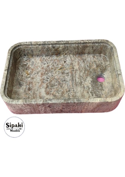 Gümüş Traverten Gizli Giderli Lüx Lavabo