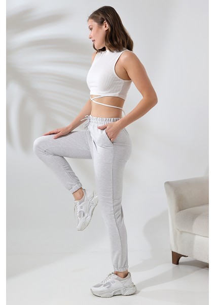 Kompak Penye Likralı Esnek Yumuşak Dokulu Paçası Lastikli Eşofman Altı 21633 Karmelanj