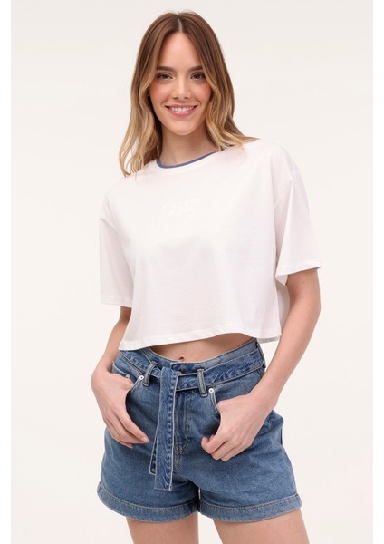 Wl Gıa 11SS123 4fx Ekru Kadın Kısa Kol T-Shirt