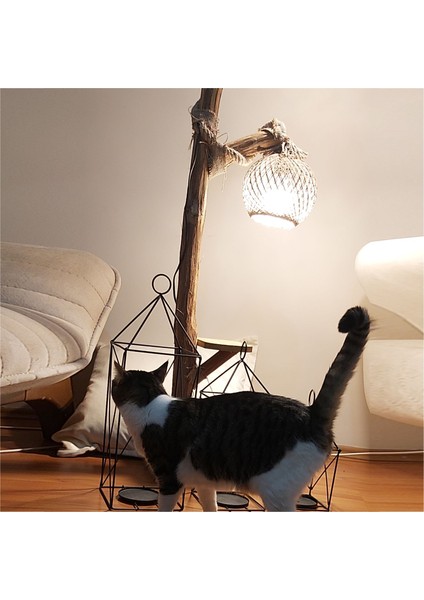 Ahşap 140 cm 2'li Küre Ledli Sehpalı Lambader