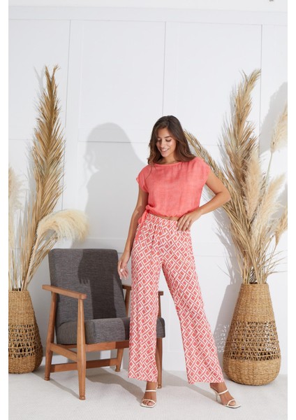 Kadın Kısa Kol Nar Çiçeği Pijama Takım C9T1N5O51