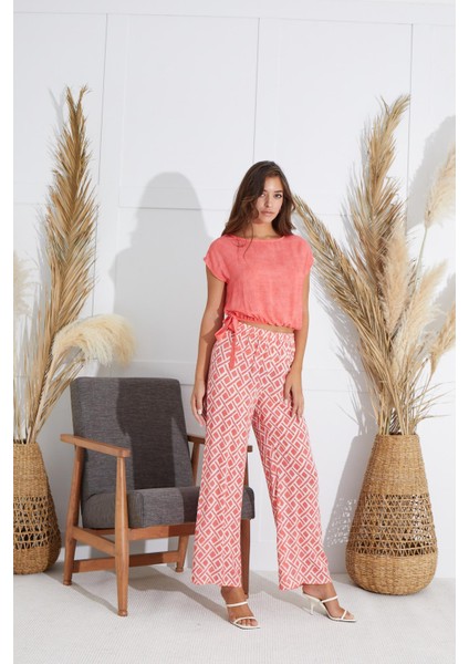 Kadın Kısa Kol Nar Çiçeği Pijama Takım C9T1N5O51 modelleri