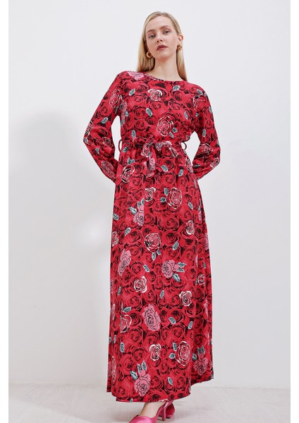 1525 Örme Tesettür Elbise - K. Kırmızı modelleri