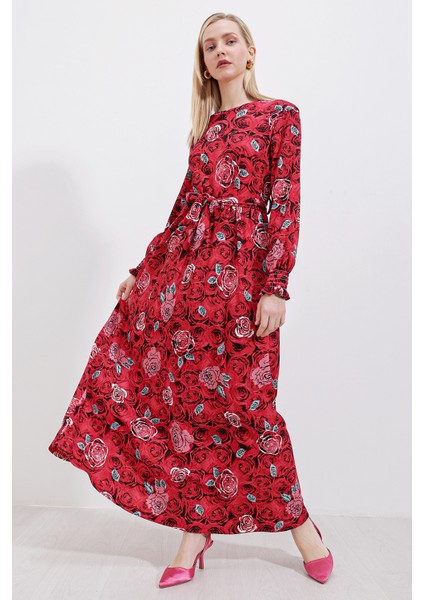 1525 Örme Tesettür Elbise - K. Kırmızı fırsatları