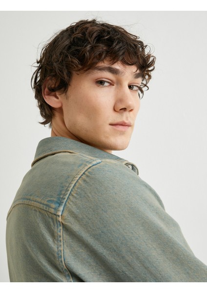 Kot Gömlek Ceket Oversize Çıtçıt Düğmeli Cep Detaylı