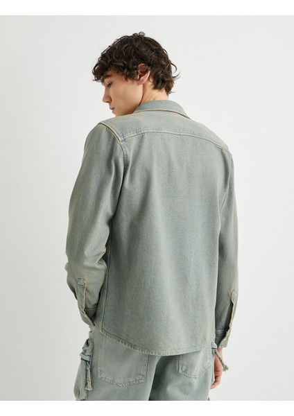 Kot Gömlek Ceket Oversize Çıtçıt Düğmeli Cep Detaylı fırsatları