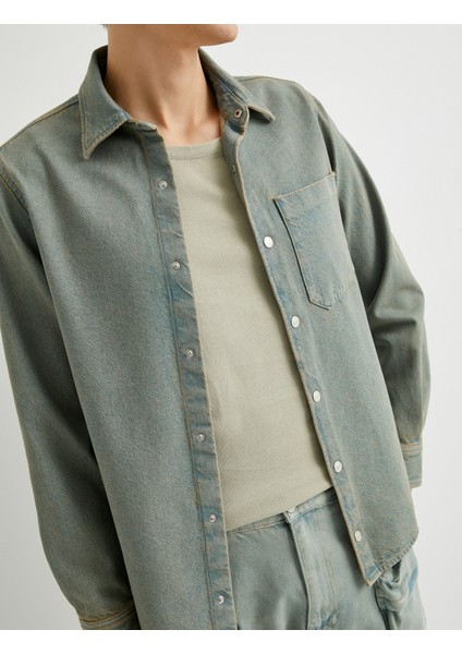 Kot Gömlek Ceket Oversize Çıtçıt Düğmeli Cep Detaylı indirimleri