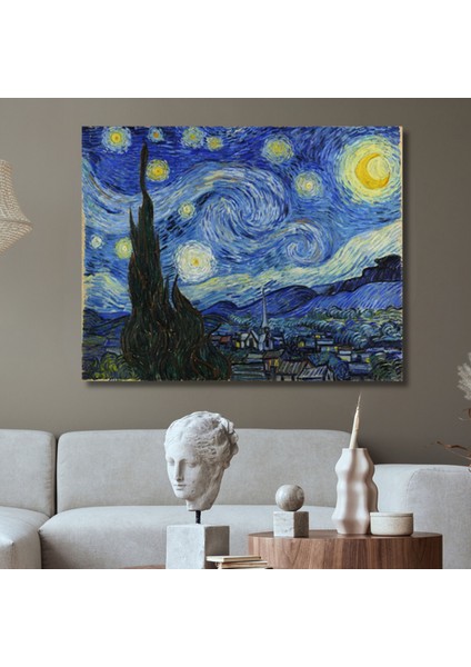 Tekli Yatay Kanvas Duvar Tablosu Vincent Van Gogh Yıldızlı Gece