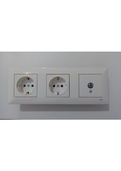 Meridian Beyaz 3'lü Set Tv Uydu Prizi (F Konnektör)+Topraklı Priz+Topraklı Priz