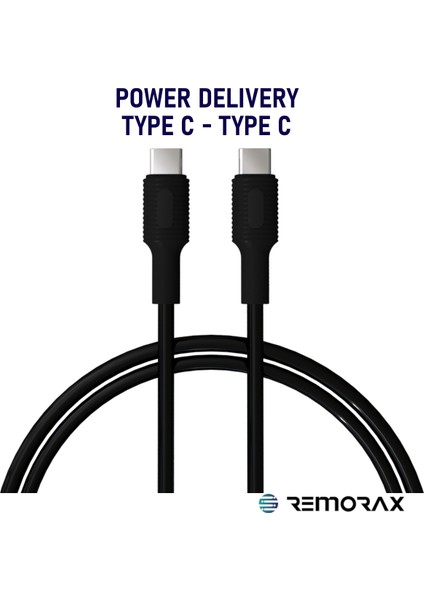 Coral Type C-C, 120 Cm, 60 Watt Power Delivery, Siyah Kablo + Siyah/Siyah Uçlar