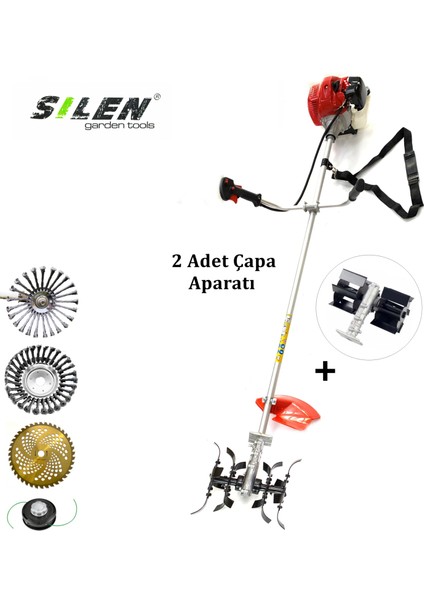 Yan Tırpan + Çapa Makinesi (2 Adet Çapa) + Telli Fırça 3.2kw 4.6hp