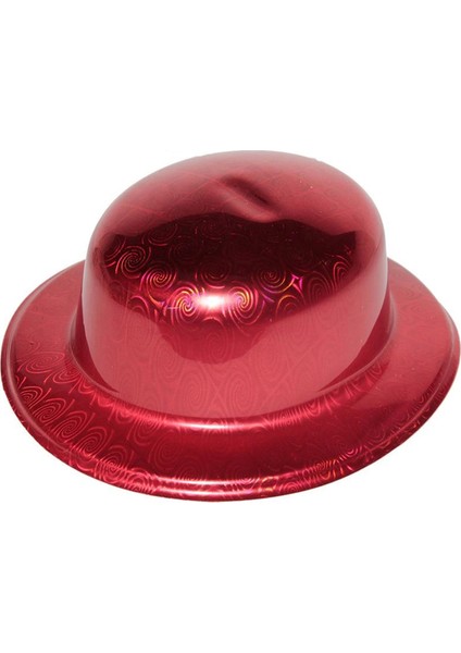 Kırmızı Renk Hologramlı Plastik Yuvarlak Melon 27X24 cm