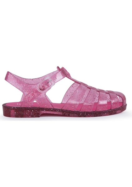 S10262 Biarritz Glitter Sandalet Simli Fuşya