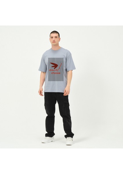 Erkek Baskı Detaylı Oversize T-Shirt