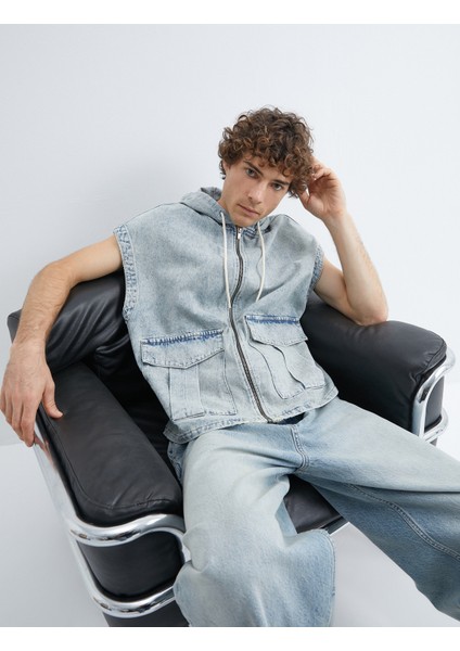 Oversize Kot Ceket Kapşonlu Kolsuz Fermuarlı Cep Detaylı fiyatları