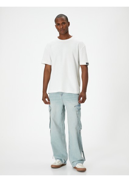 Bol Kot Pantolon Kargo Cepli Düğmeli Geniş Paça