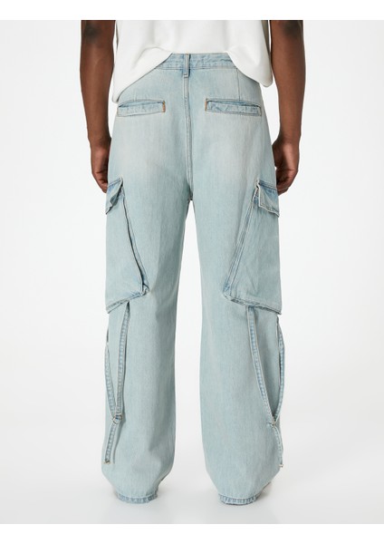 Bol Kot Pantolon Kargo Cepli Düğmeli Geniş Paça fırsatları